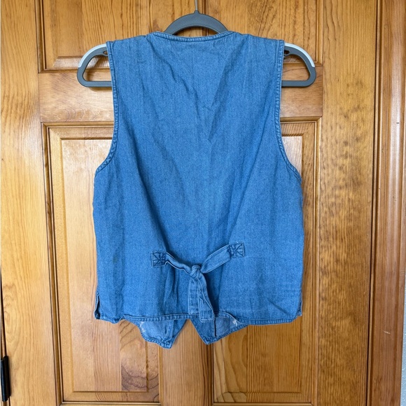Vintage Embroidered Blue Denim Vest size Large - Picture 5 of 5